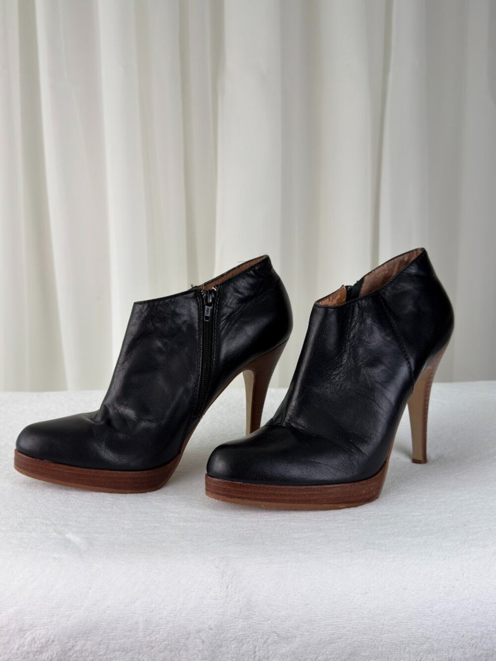 Steven by Steve Madden Leather Platform Stiletto Booties Black 9.5 Lipstik Y2K
